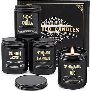 Wood Wick Scented Candles 4 Pack Candles for Home Scented 200 Hour Burn ...