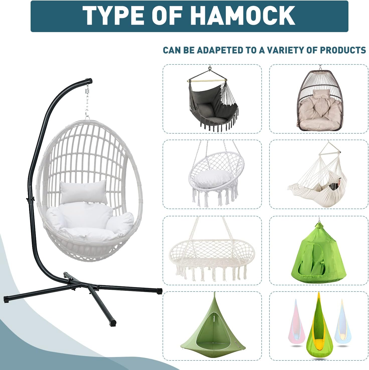 BPS Hammock Steel Stand Only C-Stand for Hanging Hammock Chairs - 300 Pound Capacity