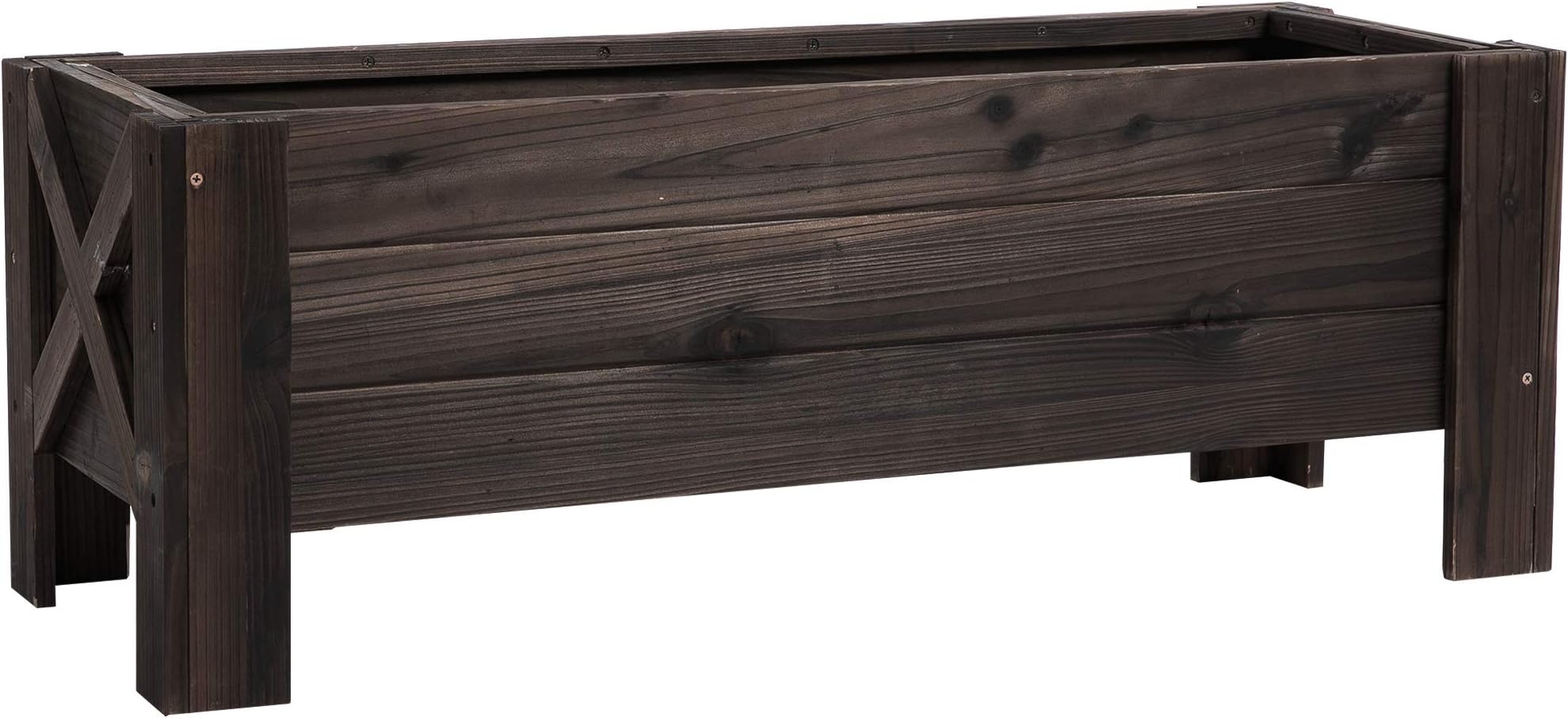 Jardinière Rectangulaire Outsunny Acier 150 X 70 X 30 Cm – Potager Surélevé Grand Format Avec Fond Ouvert & Bordures Sécurisées, Noir