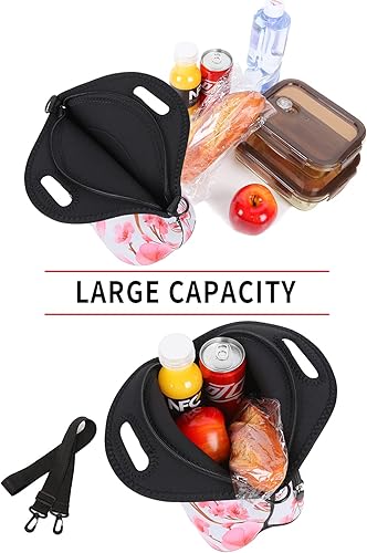 Miniatura 6 de Violet Mist Bolsas de almuerzo de neopreno con correa para el hombro, loncheras aisladas, bolsa térmica para el almuerzo, bolsa reutilizable con