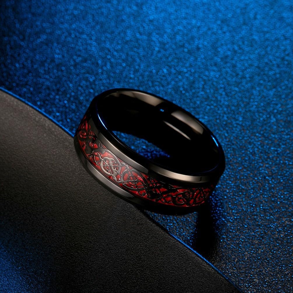 Leoshi Pärchen Gravur Eheringe Partnerringe Verlobungsringe für Frauen Wolfram Herren Ring Schwarz Rot Zirkonia Ring Edelstahl für Freundin Ihn Personalisierte Größe 49-70