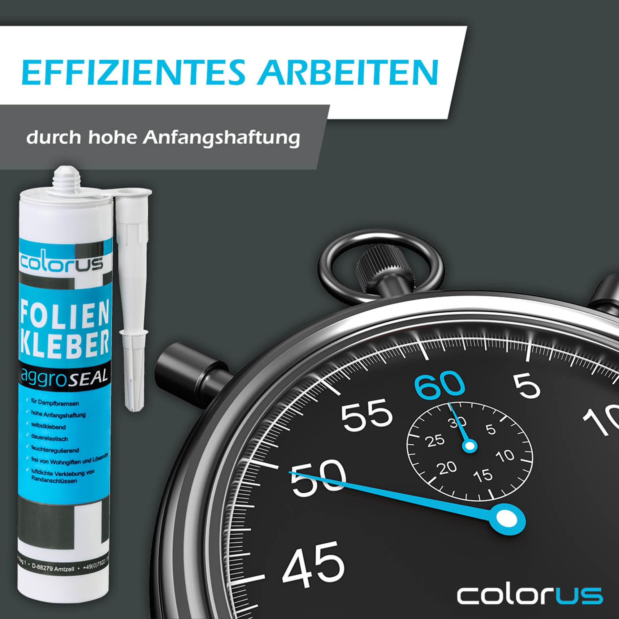 Colorus Profi Folienkleber 310 ml - 10x Dampfsperre & Dampfbremse AggroSeal Anschlusskleber – DIN 4108-7 konform – Extrem starke Haftung für Folie, Holz & Mauerwerk