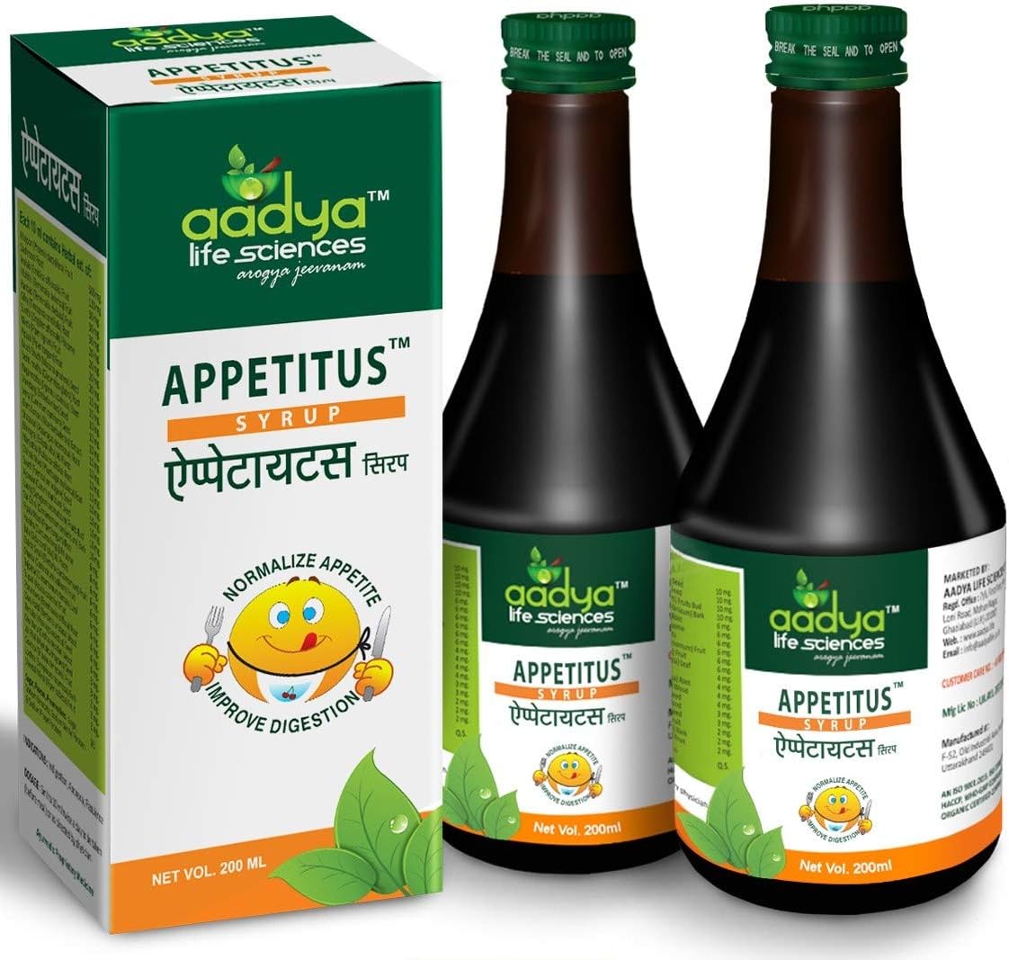 Aadya Life Sciences Appetitus Syrup (200 ml) | Relief from Digestive Problems | Improves Gut Health | For Acidity, Constipation, Gas & Bloating | Appetizer for all Ages - Digestive Tonic (Pack of 2)