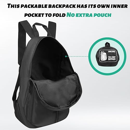 Miniatura 2 de Mochila plegable, mochila plegable ligera, mochila de senderismo, impermeable, negro