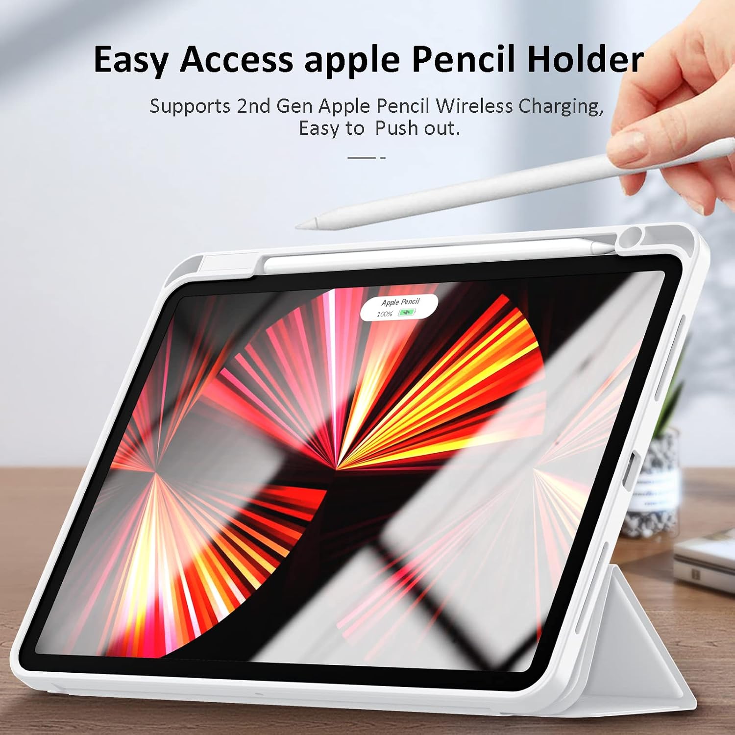Gahwa New iPad Pro 11 Inch Case 2022(4th Gen)/2021(3rd Gen)/2020(2nd Gen)/2018(1st Gen) with Pencil Holder [Support iPad 2nd Pencil Charging/Pair],Trifold Stand Smart Case, Auto Wake/Sleep(Gray)