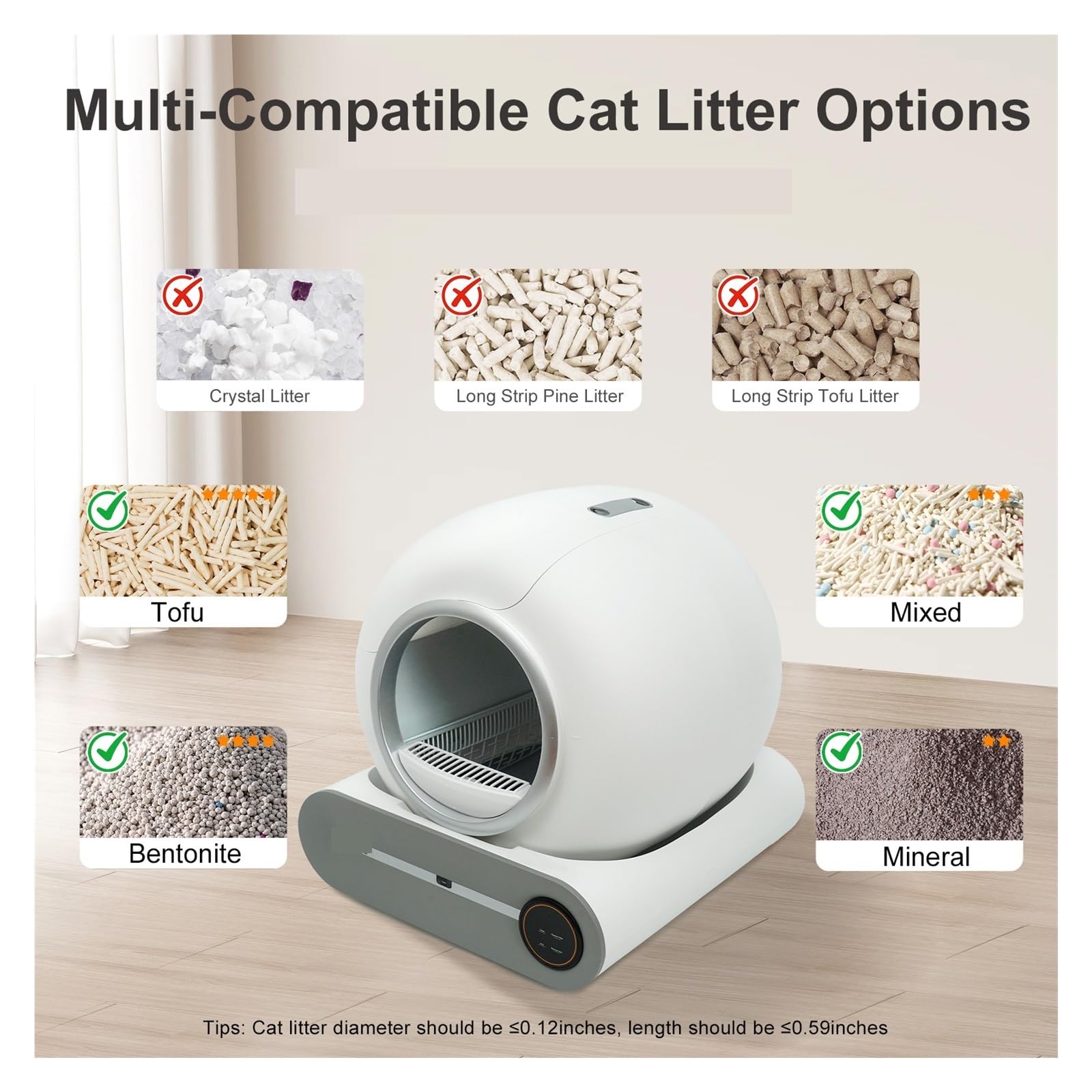 Baño para gatos, Caja De Para Gatos Autolimpiante, Bolsa Basura Automática Y Alfombrilla, Control Inteligente Por Aplicación Ino,para varios gatos