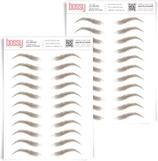 2 Pack Temporary Eyebrow Tattoos Waterproof Eyebrow Stickers, False Tattoos Hair Like Peel Off Instant Transfer Brows For Women And Men | Natural Strokes, Shaping (arched, ash brown)