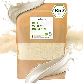 RheinNatur BIO Whey Protein Powder 900g - Poudre de protéine naturelle et sans goût pour le renforcement musculaire ...