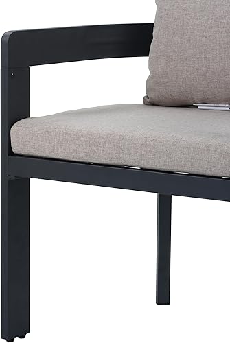 Miniatura 7 de GDFStudio Juego de 2 sillas de comedor de aluminio con cojín beige, asiento moderno para exteriores, interiores, patio trasero, piscina, balcón, 300