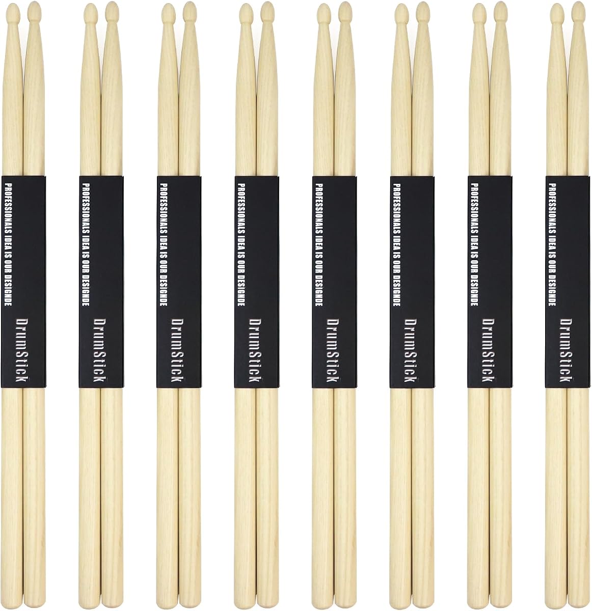 8 Pairs 5A Drum Sticks, Hickory Wood Drumsticks with Wood Tip | Perfect for Rock, Jazz & Studio Drumming, Ideal Drum Sticks for All Ages, Durable Practice Drumsticks for Drum Set