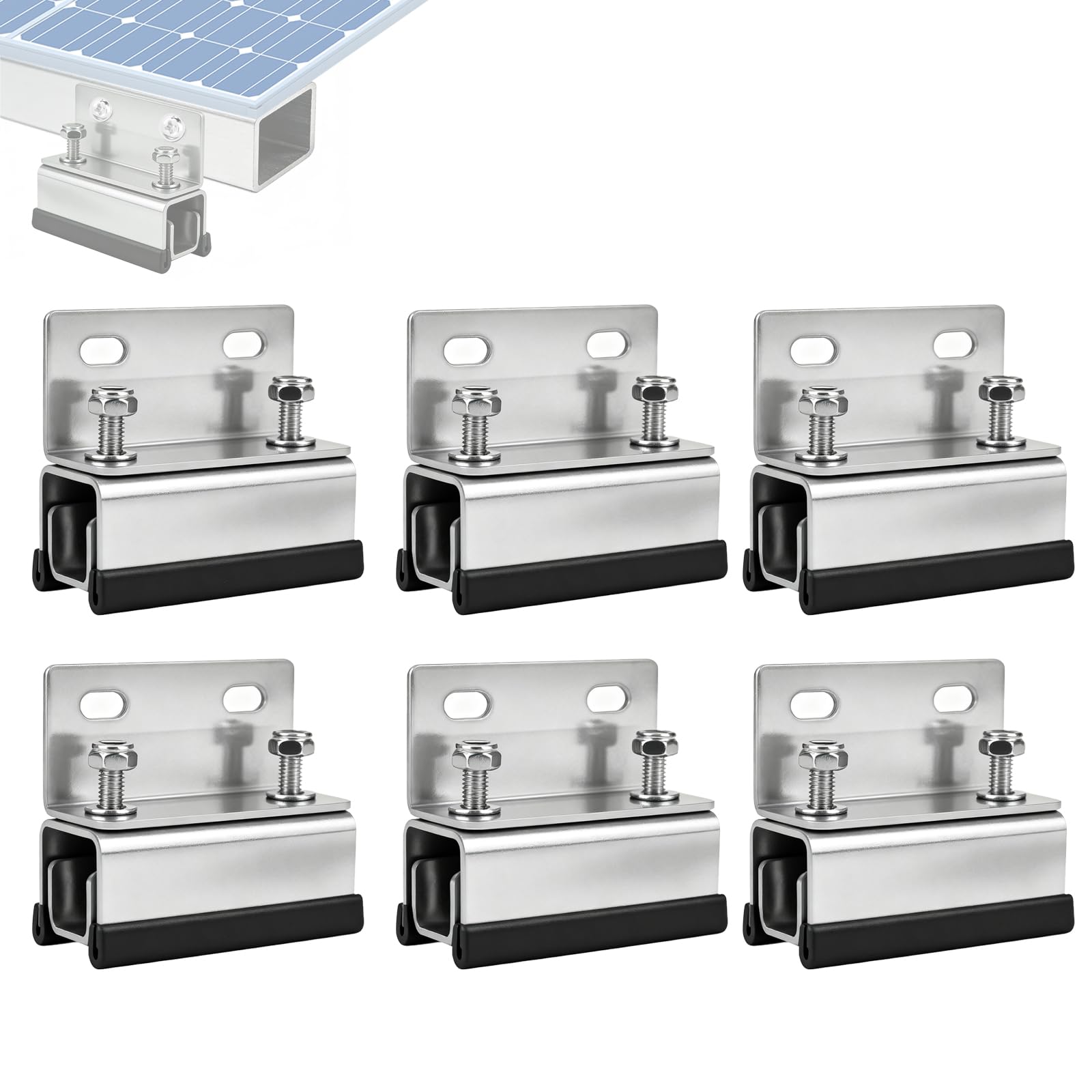 6pcs Van Roof Rack Mount Kit, 304 Stainless Steel Brackets, Compatible with ProMaster/Boxer/Ducato/Jumper Vans, Roof Mount Kit for RV Solar Panels