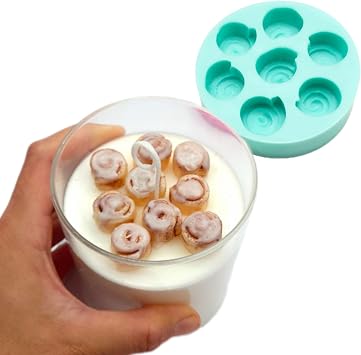 Natucraft Cinnamon Rolls Mold 7 Cavities - Miniature Cinnamon Rolls Silicone Mold - Soap Molds Wax Molds Waxmelts Mold - NC002