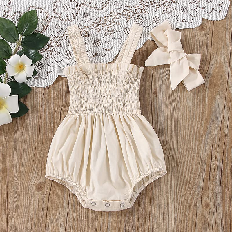 Newborn Baby Girl Romper Smocked Ruffle Sleeveless Backless Bodysuit Jumpsuit Lace Tutu Dress Summer Clothes3