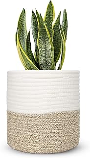 FairyLavie 28CM Corde de Coton Panier de Plante, pour 23CM - 25CM Plantes, Facile et Rapide Récupération de Forme, Panier Multifonctionnel Choix Idéal pour Maison Décor et Stockage