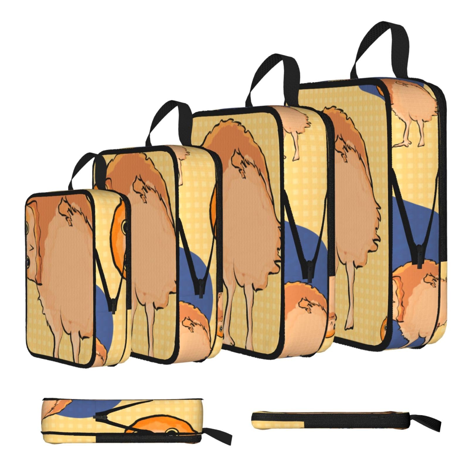 Sxzvvbn Black Crooked Owl Compression Packing Cubes 4 Piece Set