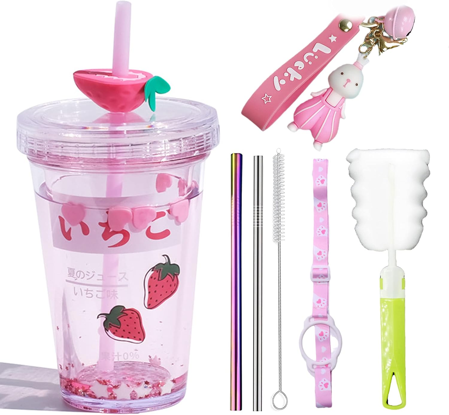 Astronaut Travel Tumbler with Straw Glitter Water Bottle Milk Drinking Cup Party Mug Picnic Birthday Gift (black space, 480 ml)