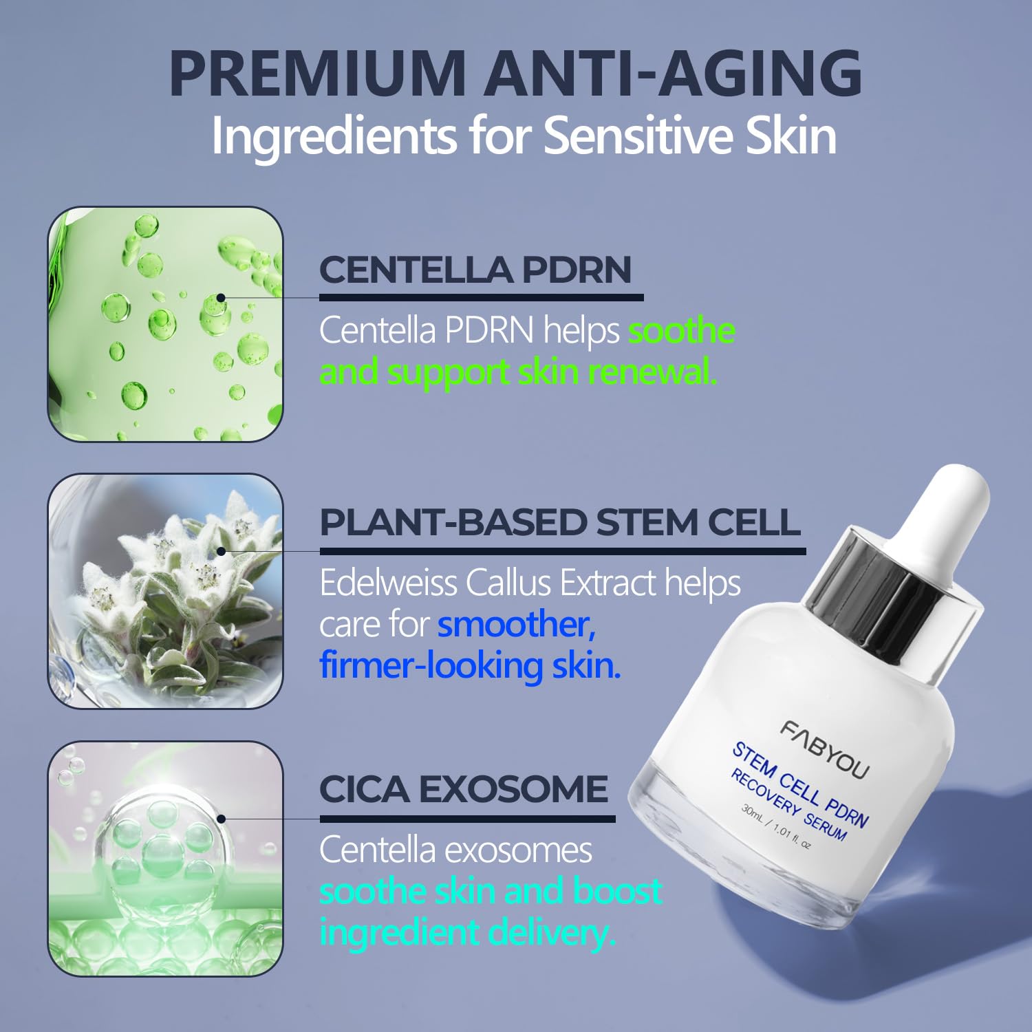 Centella PDRN & CICA Exosome Stem Cell Serum for Face 1.01 fl oz - Anti-Aging, Firming & Rejuvenating Facial Serum with Bakuchiol & Ceramide, Korean Skincare for Wrinkles, Barrier Repair & Hydrating - Image 4
