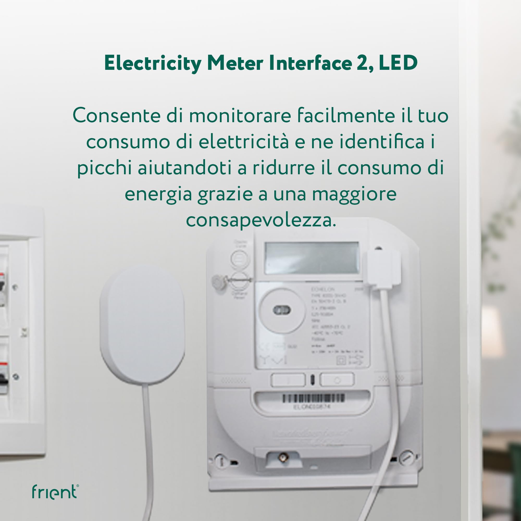 frient Interfaccia per contatore di elettricità 2, LED | Letture contatore wireless | Monitoraggio del consumo energetico | Interfaccia con impulsi LED | Zigbee | Homey, Home Assistant e SmartThings