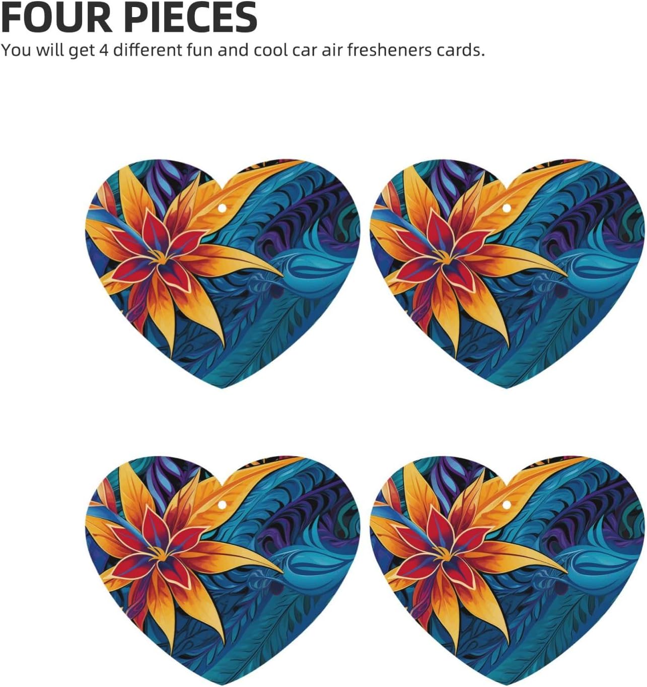 Tropical leaves pattern for tribal design Car Air Fresheners Cards Set of 4 Pieces, Long-Lasting Auto Aromatherapy Tablets Gifts Car Rearview Mirror Pendant Hanging Scented Cards for Wardrobe Bathroom image 2