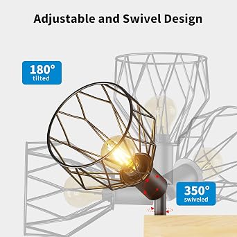 LVWIT Black Ceiling Light,Wood Spot Light Fittings Ceilings,3 Way Adjustable SpotLights Ceiling Lights Wire Cage with E14 Base,Cage Ceilings for Kitchen Living Room(NO Bulbs)