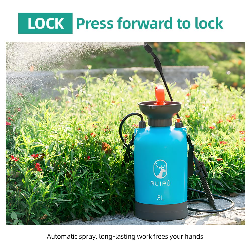 Spruzzatore portatile a pressione da giardino con valvola di rilascio Lancia spray girevole Tracolla regolabile per prato cortile erbaccia pesticidi erbicidi irrigazione fertilizzante