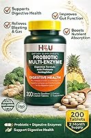 Vista 3 de H4U Probiotic Multi-Enzyme Digestive Enzymes Formula with Acidophilus Tablets for Digestive Health & Gut Support, Dietary Supplement, 200 Count