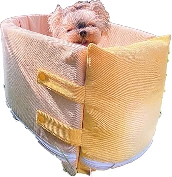 Amazon ペット用ドライブボックス 40 30 ペット用座席シート 車用ペットシート 飛び出し防止 車内用 室内用 犬猫兼用 取り外せるクッション付き 厚み うたた寝 オールシーズン 通気性 ペットベッド ペットハウス ペットソファ カーシート 寝具 黄色 Thld カー