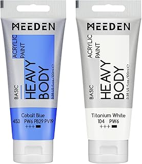 MEEDEN Acrylic Paint Cobalt Blue: 100ml/3.38oz Heavy Body Acrylic Paint Tube Bundled with Additional Titanium White Color for Art Craft Painting