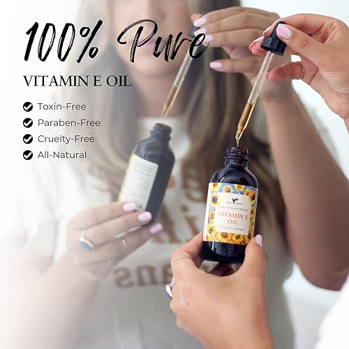 Miniatura 3 de Aceite de vitamina E, orgánico, prensado en frío, 100% puro, hidratante sin refinar para la piel, cara, cuerpo, uñas y cabello, producto multiusos