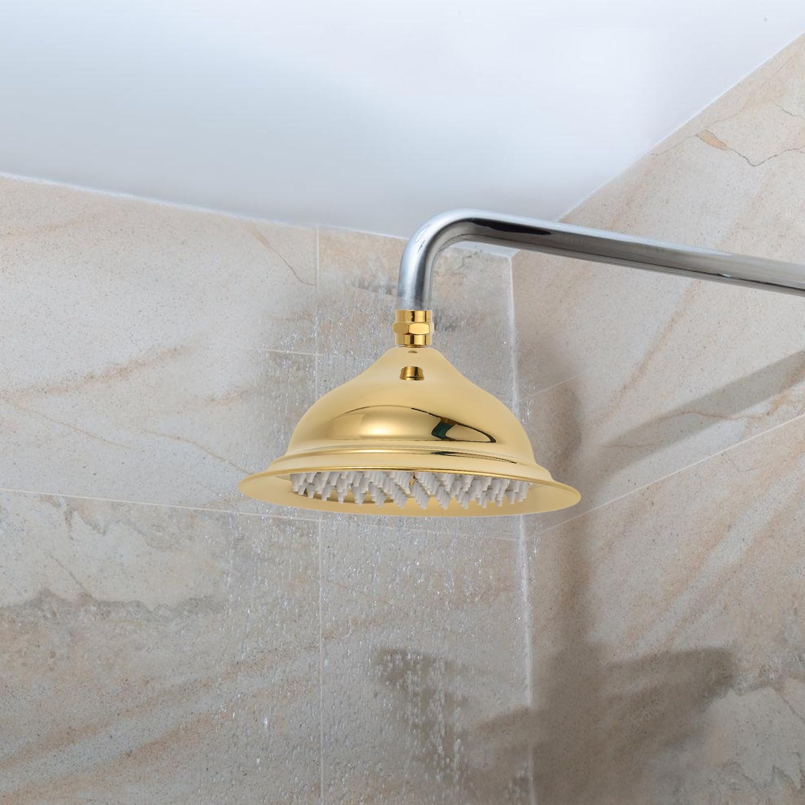 Cabezal de Ducha Fijo de Titanio de 8 Pulgadas Diseño Europeo Redondo, Fácil Instalación y Compatible Mayoría de Equipos para Baño Hogar