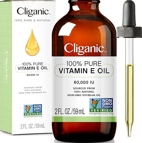 Cliganic Aceite de vitamina E 100 puro para piel cabello y cara 60000 UI verificado sin OMG D-alfa tocoferol natural