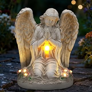 Solar Angel Garden Statue Outdoor Decor Cemetery Decorations for Grave Praying Angel Figurines with