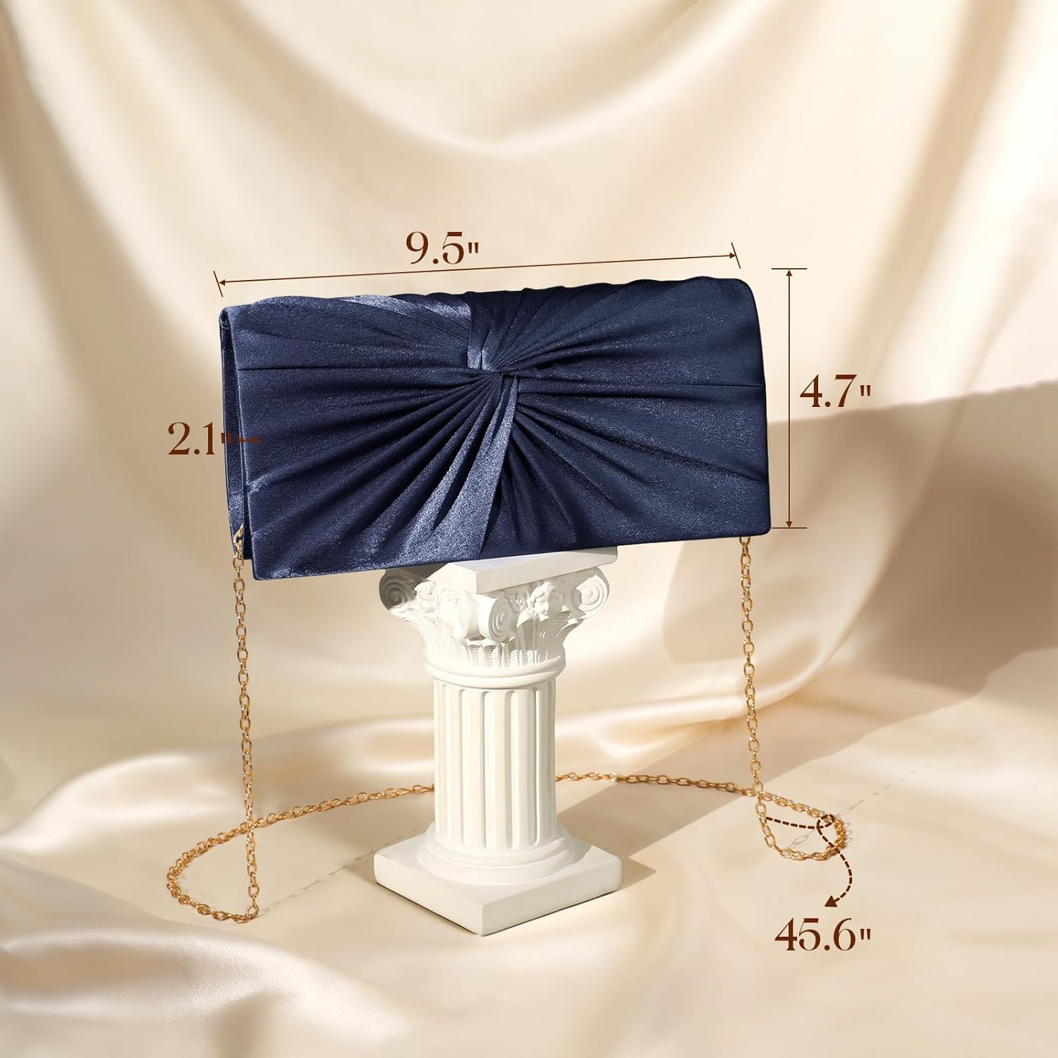 Evening Satin Purse with Detachable Chain Fomal Clutch Women's Evening Handbags