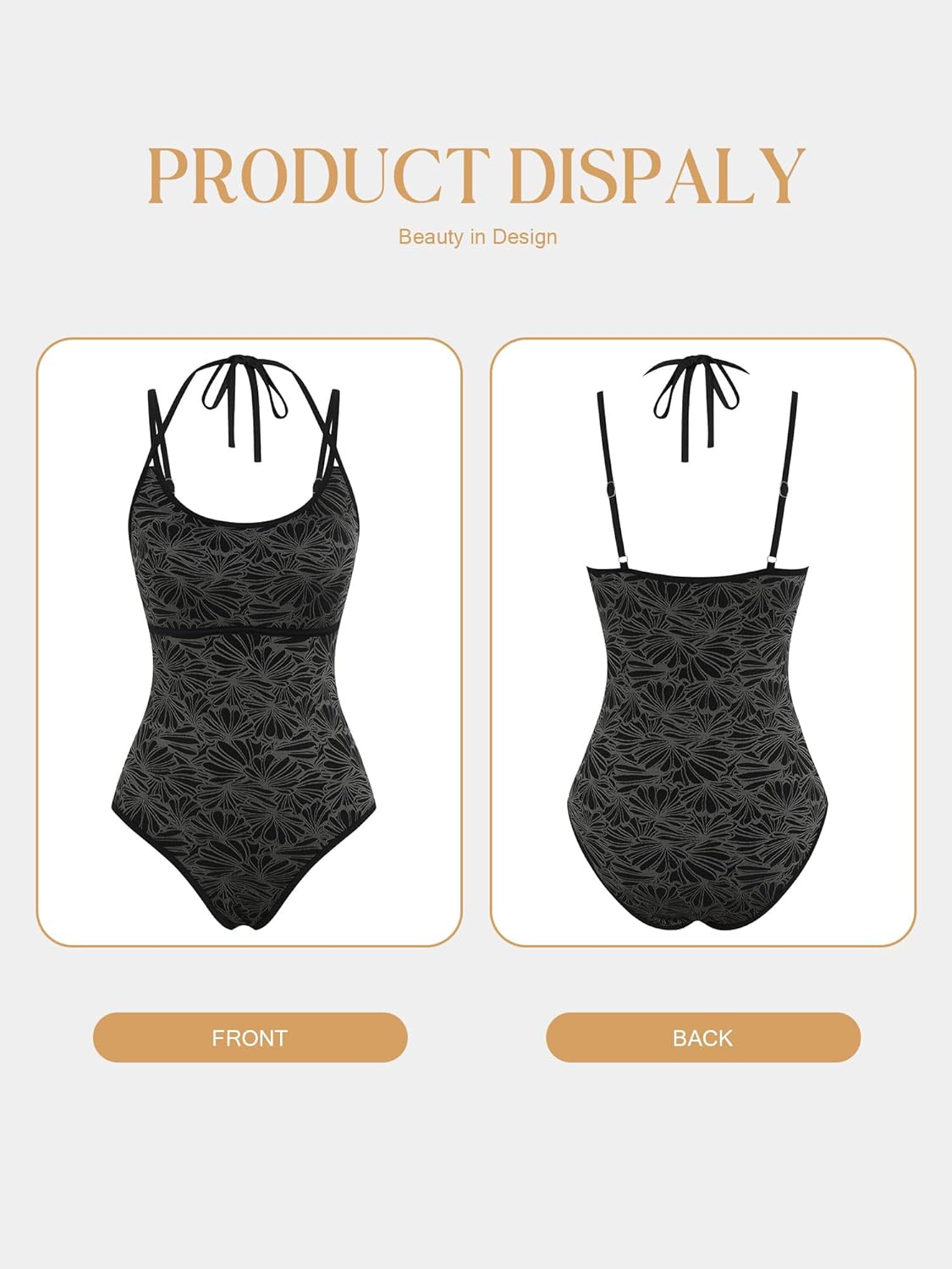 ZAFUL Womens One Piece Swimsuits Tummy Control Bathing Suit High Cut Adjustable Strap Swimwear