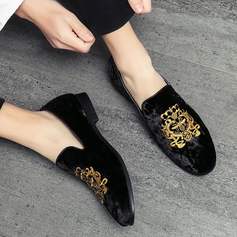 Men's Luxury Velvet Penny Loafers Shoes Embroidery Suede Dress Loafers Daily Boats Shoes for Party Wedding Prom Size 38-47 - Image 6
