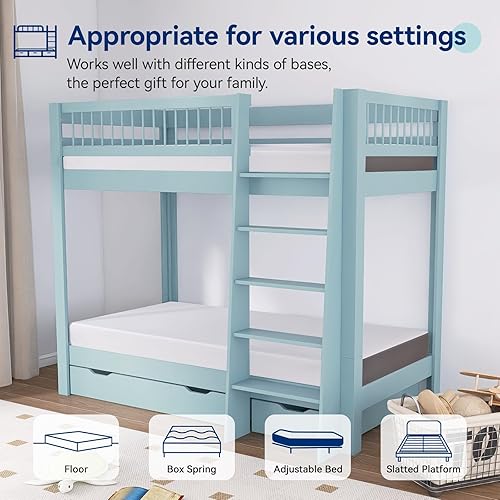 Miniatura 8 de Amazon Basics Colchón de espuma viscoelástica, sensación de felpa suave, 6 pulgadas, matrimonial, blanco/gris