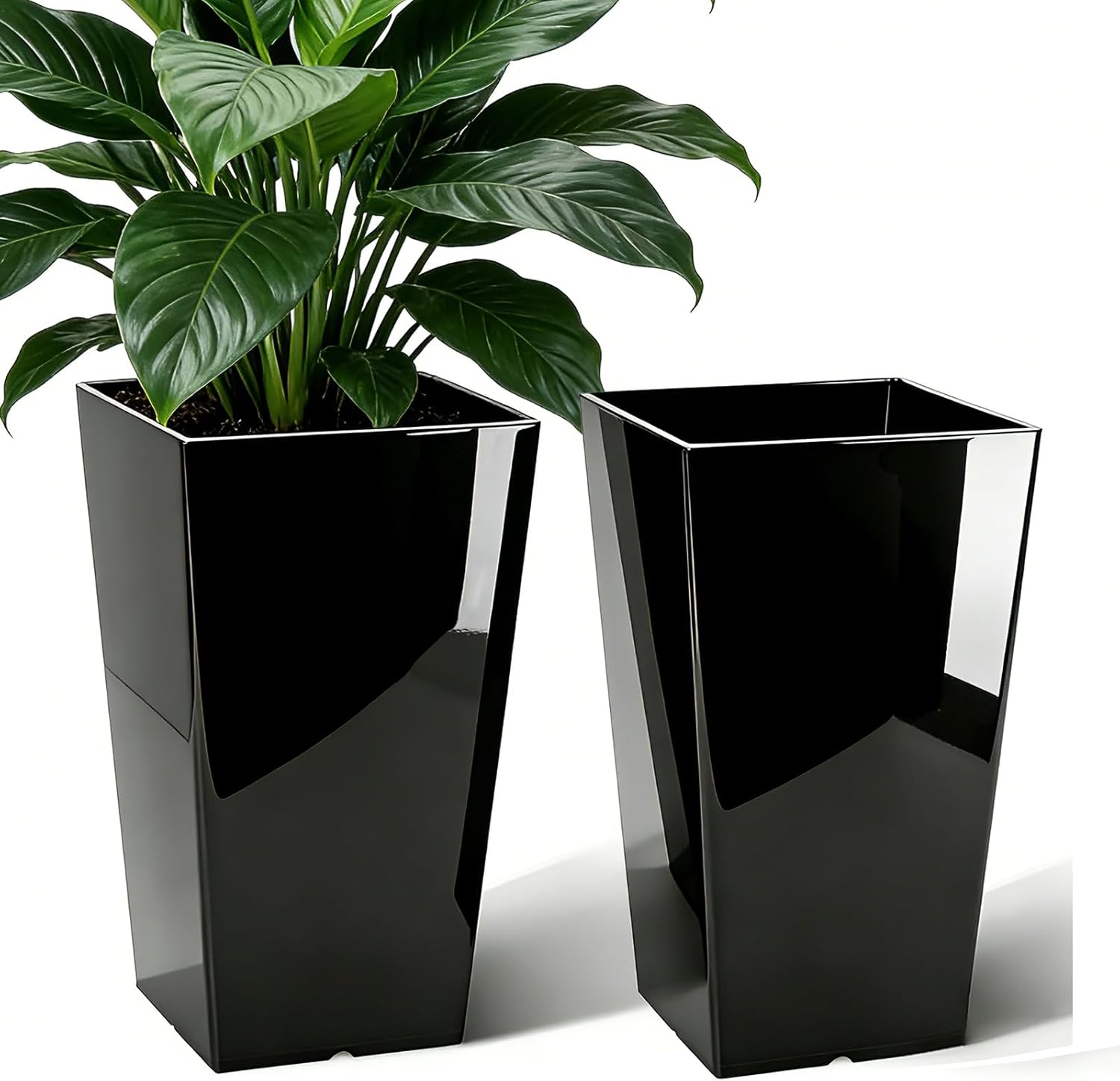 QCQHDU 21 inch Large Tall Taper Planters for Indoor & Outdoor Plants, 2 Pack Durable Plant-Flower-Tree Pots for Front Porch Patio Living Room Home Garden Decor