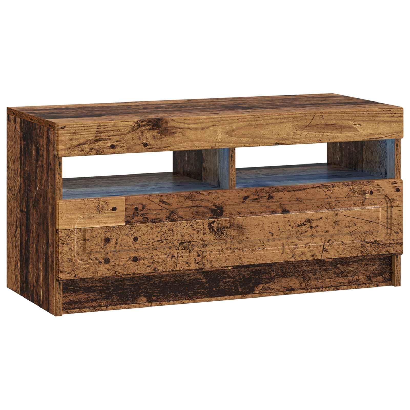 Gabinete de TV LED de 5 piezas, madera vieja, material con