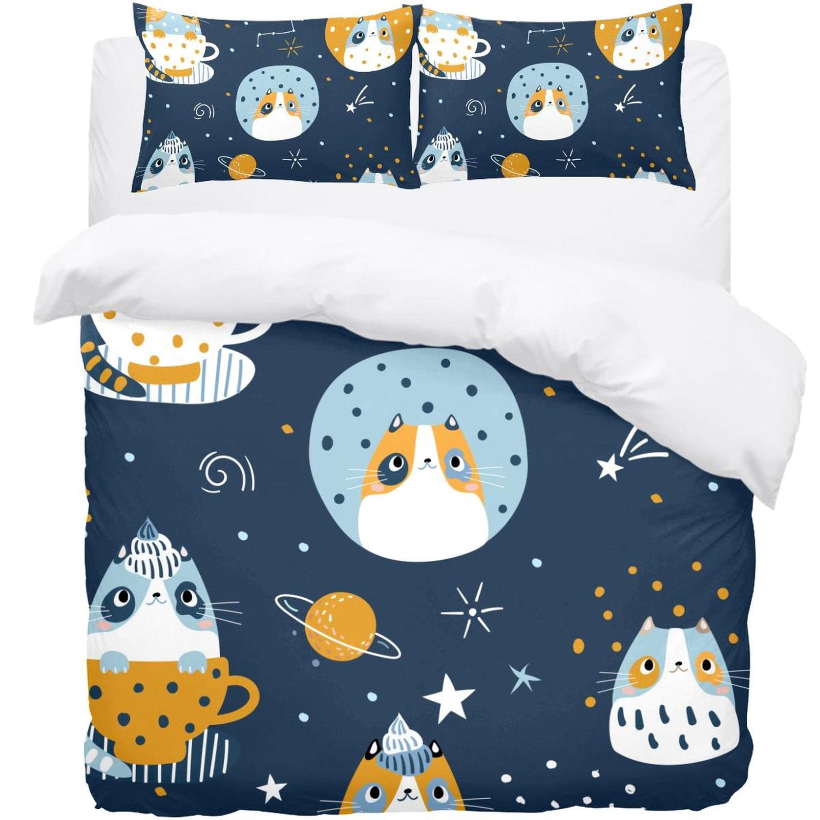 Housse de couette 3 pièces lit double taie d'oreiller King Queen size