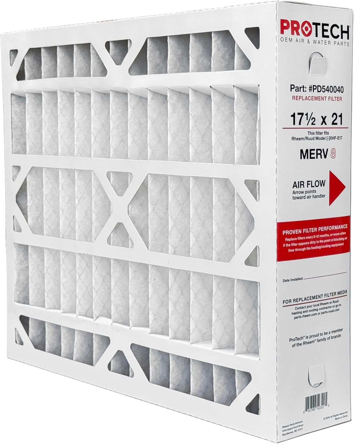 PROTECH PD540040 17-1/2" X 21" X 5" MERV8 Media Filter, Sold Each