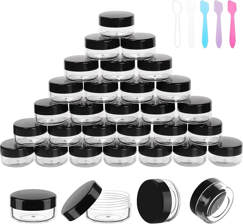 Accmor Frascos Cosméticos Recarregáveis com Tampa de Rosca, Pacote com 30 e 5 Espátulas