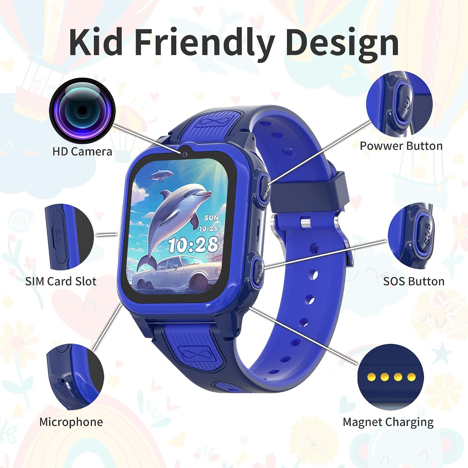 Citfis Kids Smart Watch Boys with GPS Tracker & Video Calling Texting SOS Call Chat Camera Pedometer Alarm Calculator Games Class Mode Phone Book, GPS Watch for Kids Gifts(Blue)
