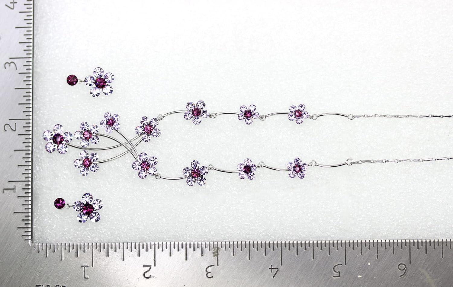 Faship Gorgeous Rhinestone Crystal Floral Necklace Earrings Set - Image 5