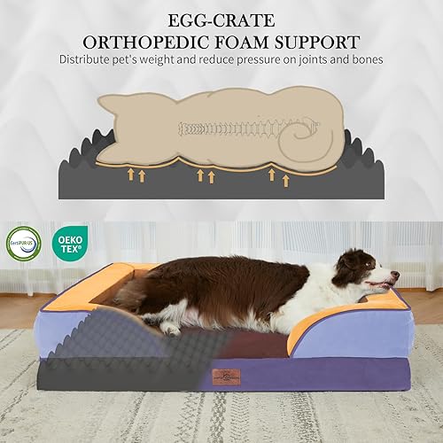 Miniatura 392 de Comfort Expression - Cama ortopédica para perros extragrandes, 53 x 42 pulgadas, cama impermeable y de apoyo de espuma con cojines removibles, con