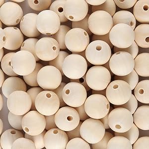 ZOENHOU 400 PCS 20mm Large Wooden Beads, Natural Round Wood Beads, Unfinished Wooden Beads for Crafts Making, DIY, Handmade, Jewelry, Bracelet, Decoration