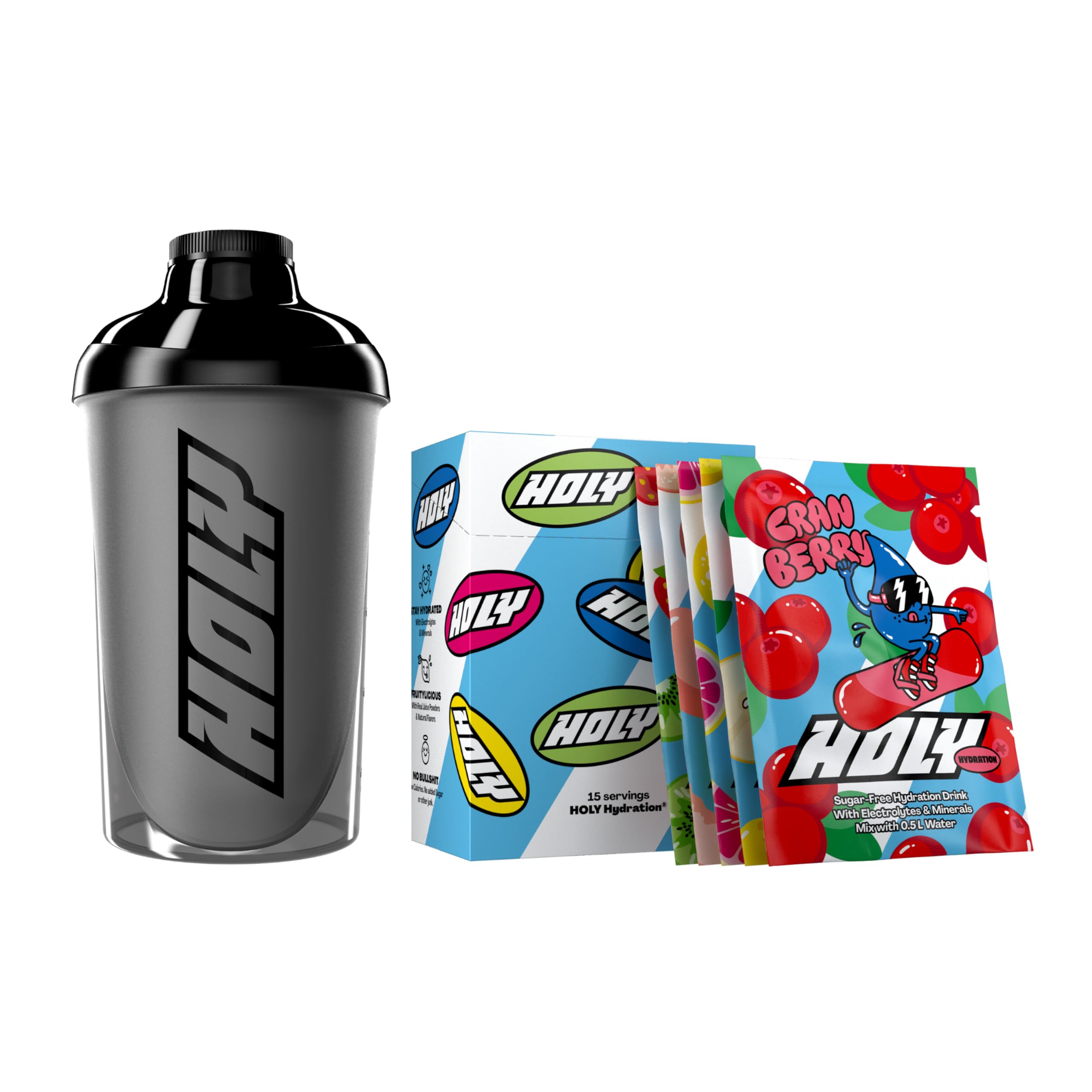 HOLY Hydration®スターターセット - スポーツドリンク | 2×7ポーション ナチュラルフルーティーな味 | 電解質&ミネラル入り | ビーガン 無糖