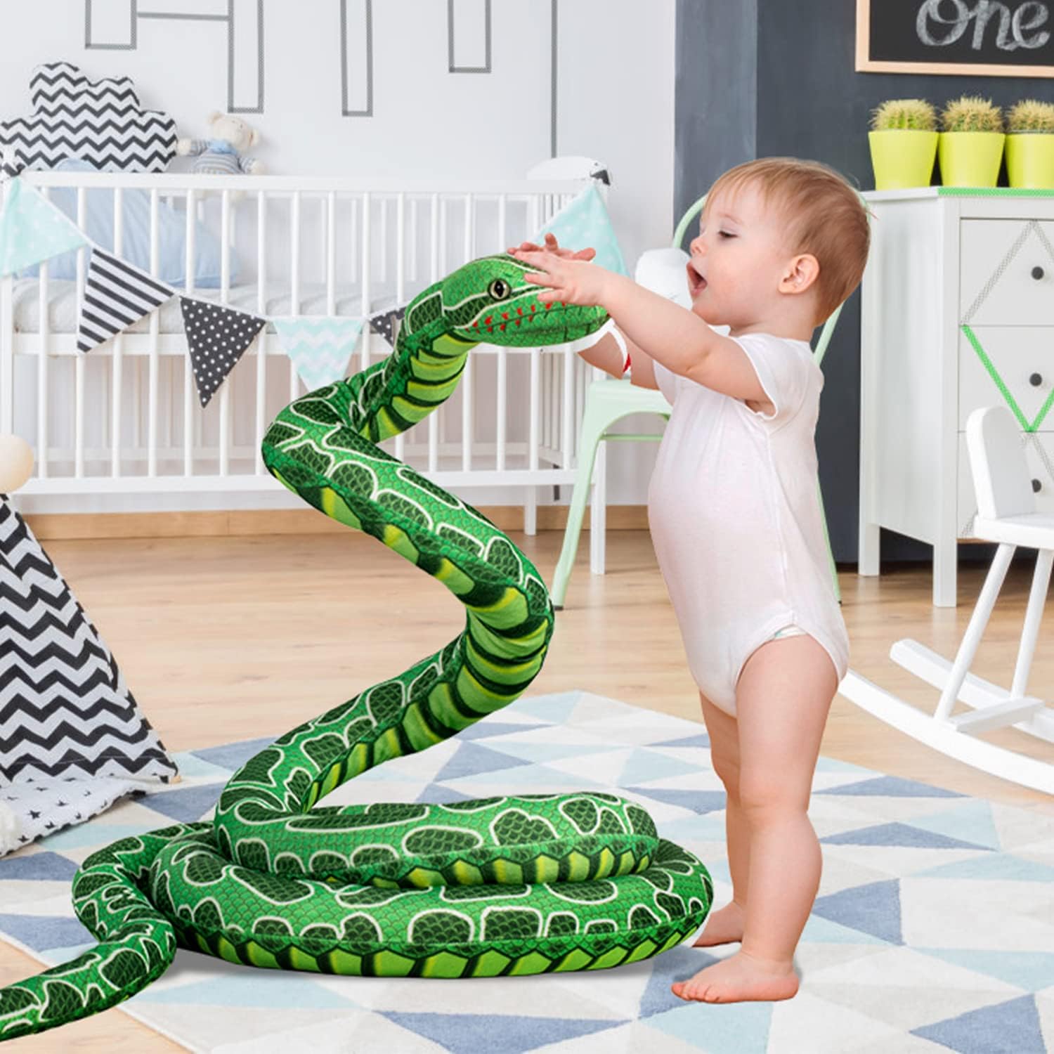 Giant Snake Stuffed Animal, 149 inch Large Lifelike Jumbo Animal Plush Toy for Kids, Curving Huge Snake for Boys & Girls Gift on Birthday Baby Shower Party