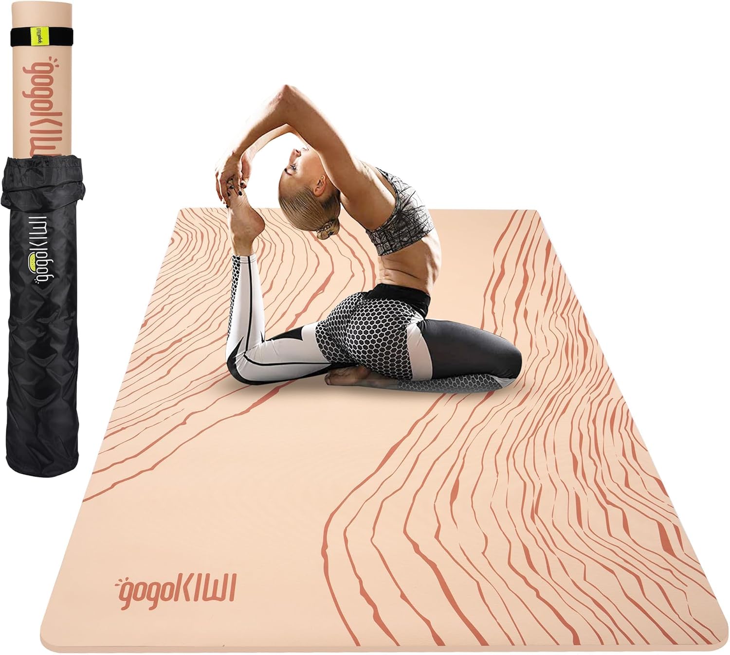 Gogokiwi Large Yoga Mat (6'x4') – 1/4" & 1/2" Thick Exercise Mats for Home Workout, Extra Wide Workout Mats for Home Gym, Yoga, Pilates, Stretching, Floor & More