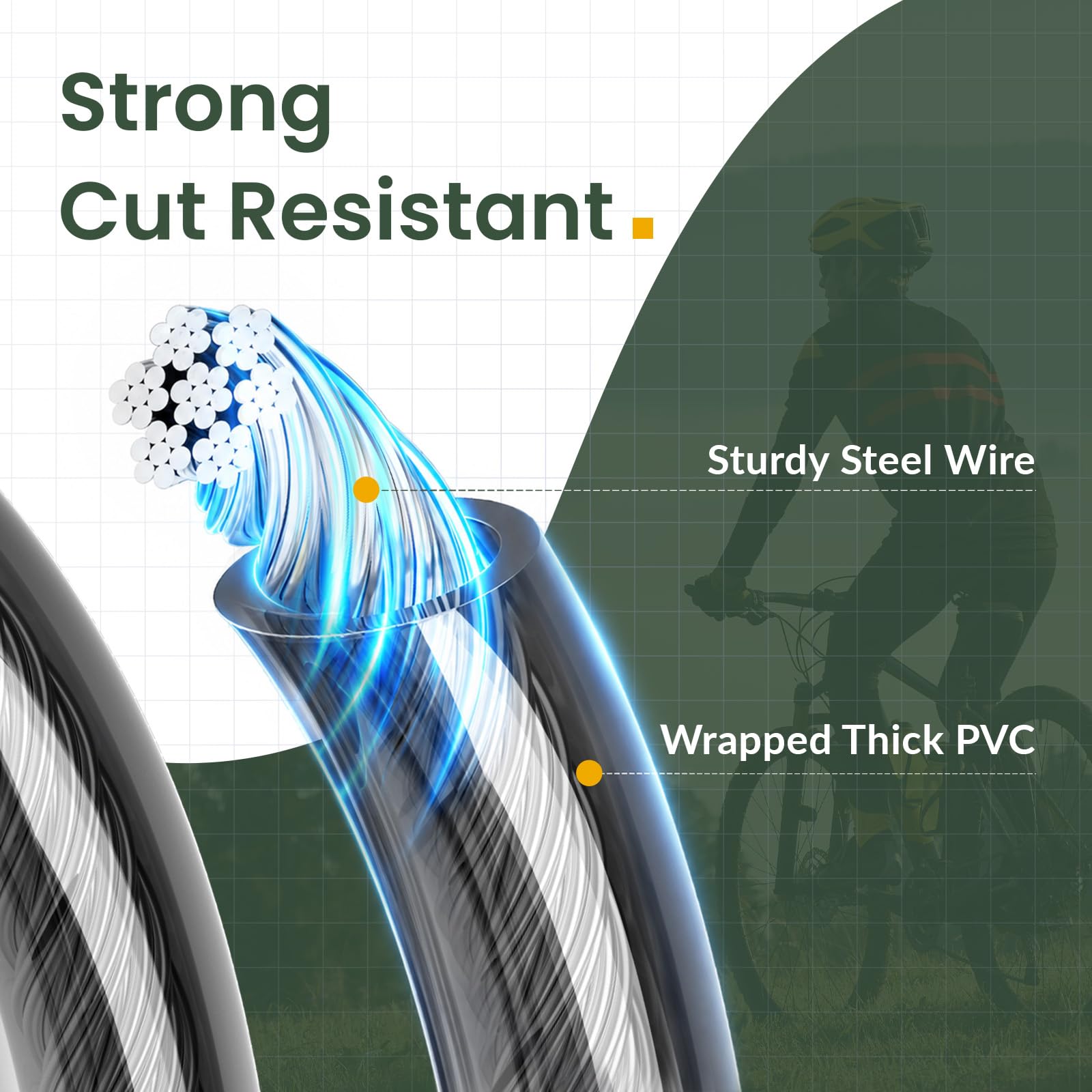Titanker - Candado para Cable de Bicicleta, Cable de Acero Flexible con Revestimiento de Vinilo Grueso y Resistente con Extremo de Bucle (12 mm)