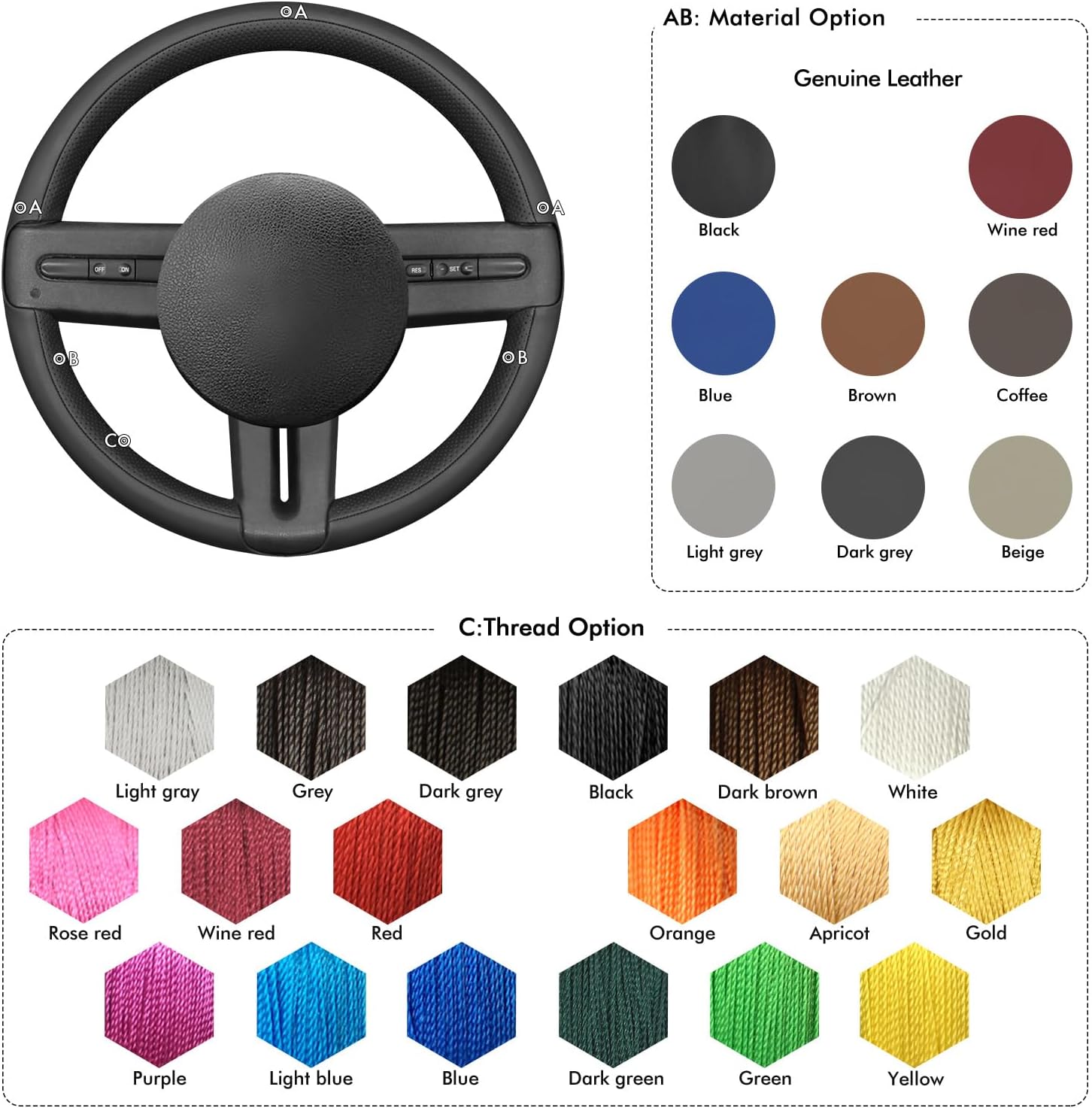 MEWANT Hand Stitched Car Steering Wheel Cover Wrap for Ford Mustang 2005-2012 Car Steering Wheel Accessories for Ford Mustang